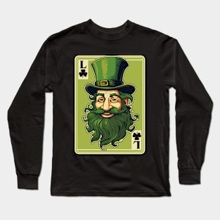 Leprechaun Shamrock Card St Paddys Day Festival Long Sleeve T-Shirt